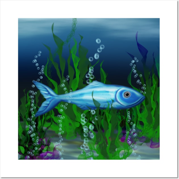 Awiszzz 3d Wall Art Decor Fish Seaweed Decor Ocean Themed