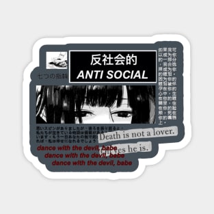 Hiphop culture manga Japanese anti social lonely design Magnet