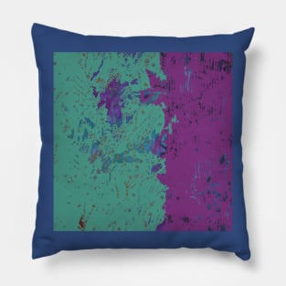 Fiber Art: Purple Teal Blue Green Abstract from fabric with digital changes Pillow