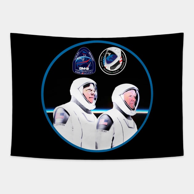 Spacex NASA Demo-2 DM-2 Crew Dragon spacecraft Hurley Behnken Tapestry by Adaba