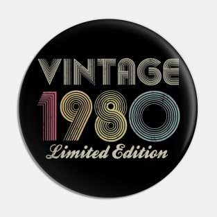 40th Birthday Gift 1980 Vintage Limited Edition 40 Years Old Pin