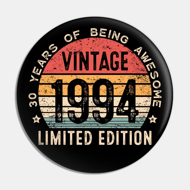 Vintage 1994 30th Birthday Gifts 30 Year Old For Men Women Pin by Shrtitude