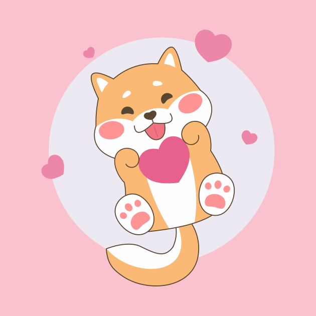 Cute Shiba Inu With Heart by Purplehate