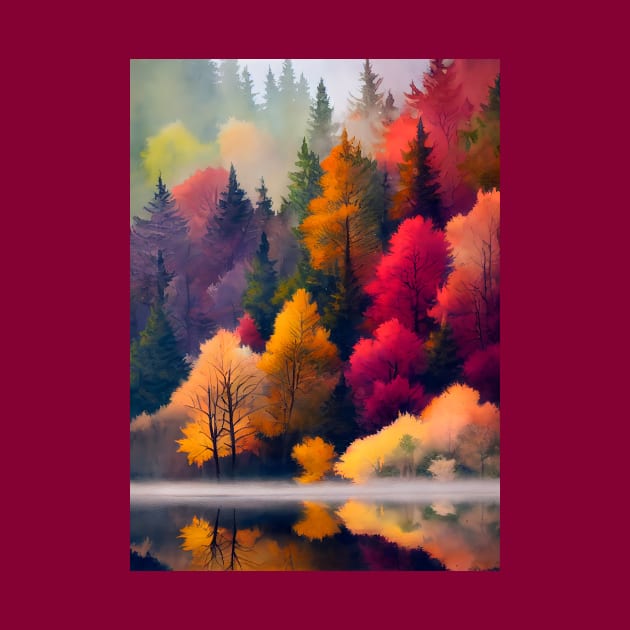 Colorful Autumn Landscape Watercolor 21 by redwitchart