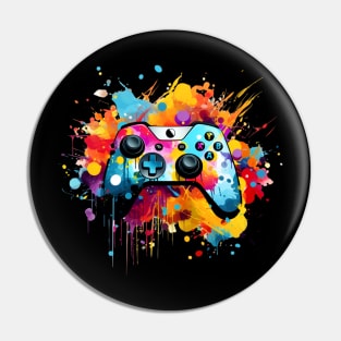 Gamer Art Design - Splatter Paint Graffiti Controller Pin