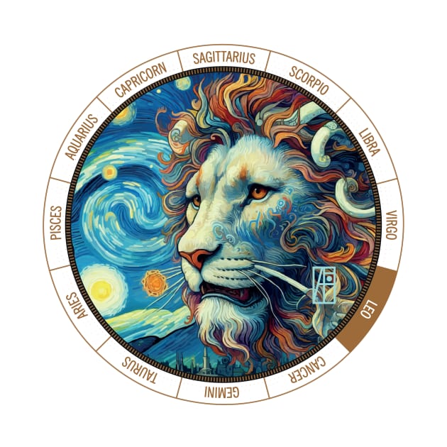 ZODIAC Leo - Astrological LEO - LEO - ZODIAC sign - Van Gogh style - 7 by ArtProjectShop