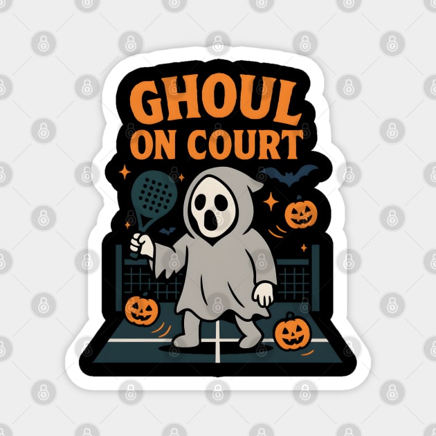 Ghoul On Court Ghost Padel Halloween Graphic Gift Magnet by MakerMind8.2