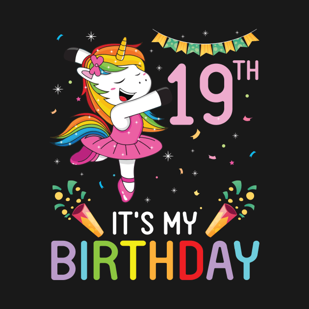 Happy Unicorn Dancing Congratulating 19th Time It's My Birthday 19 Years Old Born In 2002 by bakhanh123