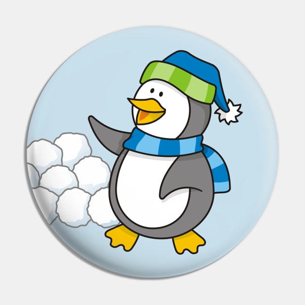 Little Penguin with Snow Balls Waving Pin by sifis