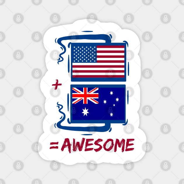 Australian and American Is Awesome Magnet by TShirtWaffle1