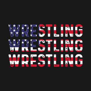 Wrestling USA American Flag Vintage Patriotic T-Shirt