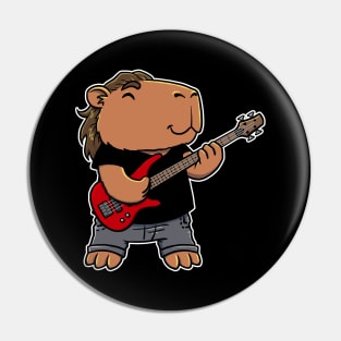 Capybara playing a Bass Guitar Pin