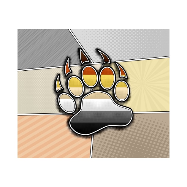 Halftone Gay Bear Pride Paw with Flag Background by LiveLoudGraphics