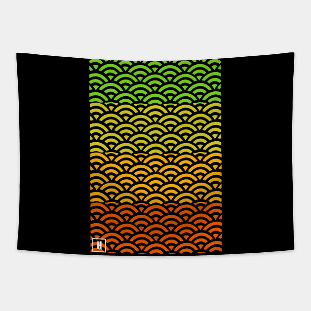 Retro Japanese Clouds Pattern RE:COLOR 05 Tapestry by HCreatives