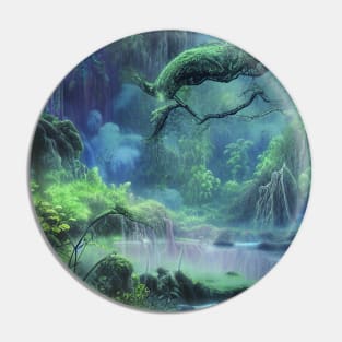 Digital Painting Scene Of a Lake In A jungle with a Dream Style, Nature Pin