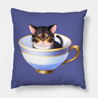 Cat in a Tea Cup Pillow