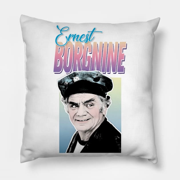 Ernest Borgnine Retro Styled Tribute Design Pillow by DankFutura