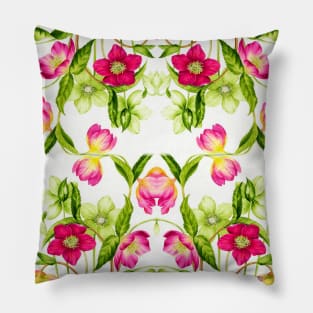 pink flowers floral botanical print Pillow