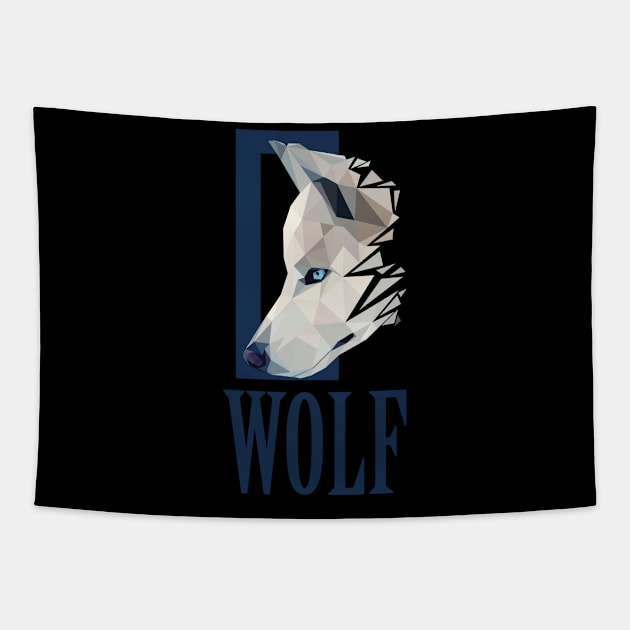 wolf lowpoly art Tapestry by Amartwork