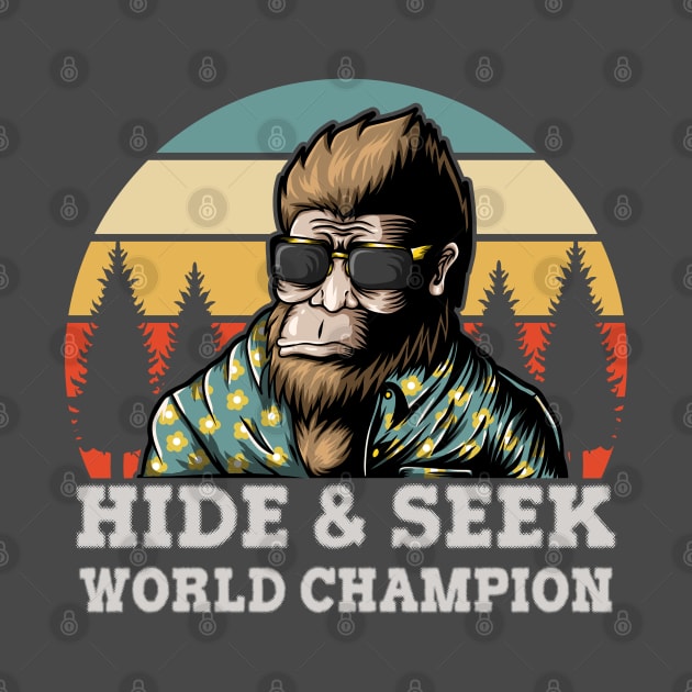 Hide and Seek World Champion Retro Vintage Bigfoot Silhouette by wizooherb