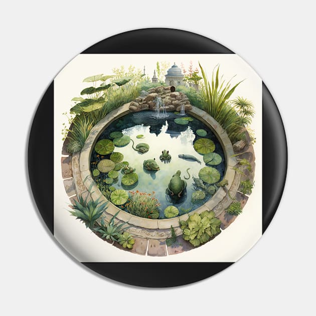 Frog Pond Watercolor Pin by Abili-Tees