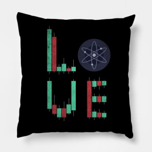 Vintage LOVE Stock Chart Cosmos ATOM Coin Valentine Crypto Token Cryptocurrency Blockchain Wallet Birthday Gift For Men Women Kids Pillow