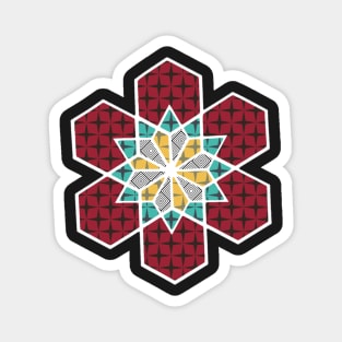 SNOWFLAKE GEOMETRIC STAR DESIGN RED YELLOW GREEN MAROON Magnet