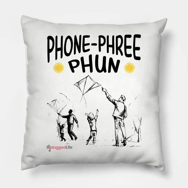 Phone Phree Phun Kite Park Outdoors Pillow by UnpluggedLife