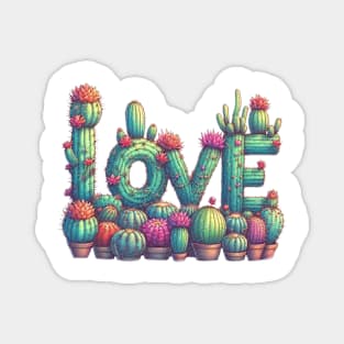 Cactus Love Text Plant Magnet