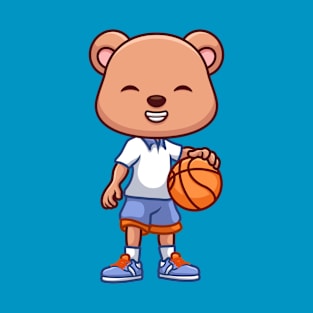 Basketball Bear Cute Cartoon T-Shirt