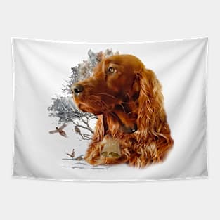 Irish setter with pheasant Tapestry