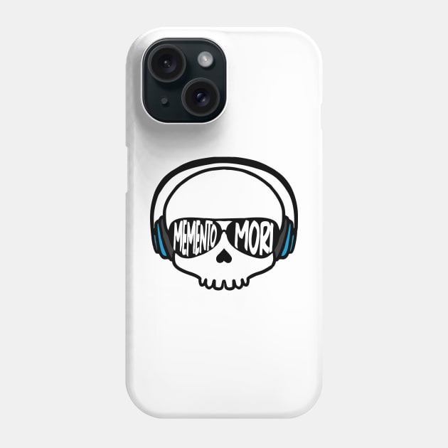 skull with headphones Phone Case by Vortex.Merch