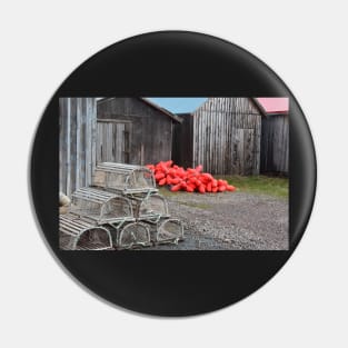 Lobster pots and floats behind the sheds Pin