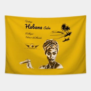 Vintage Habana Cuba Cigar Tapestry