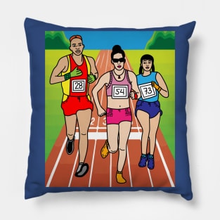 Jogging Marathon Runners And Train Pillow