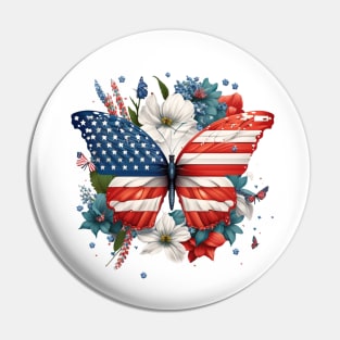 Patriotic Butterfly, 4th of July Design Pin
