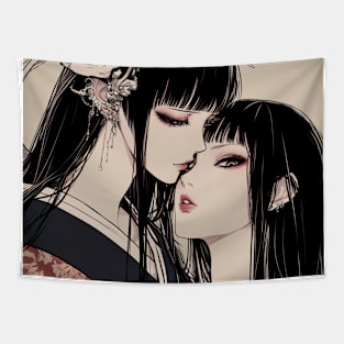 Geisha and skull 8011 Tapestry