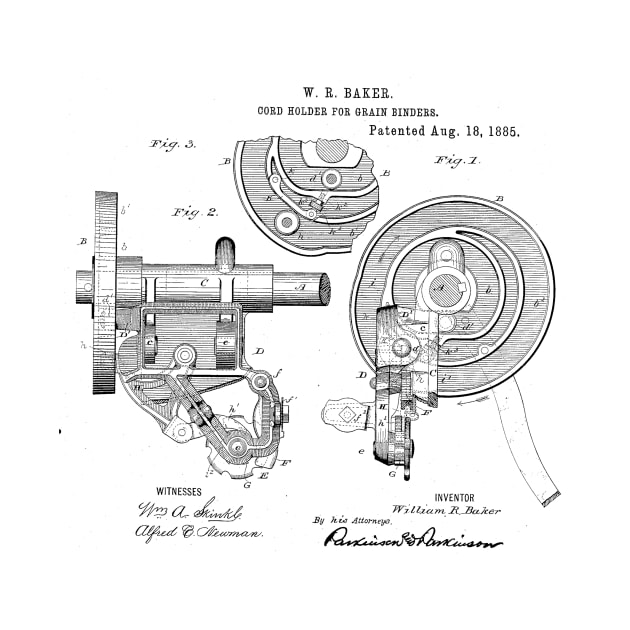 Cord holder for grain binder Vintage Patent Hand Drawing by TheYoungDesigns