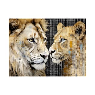 Lion Animal Art Decor Paint Mosaic T-Shirt