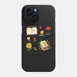 Books and flowers illustration Phone Case