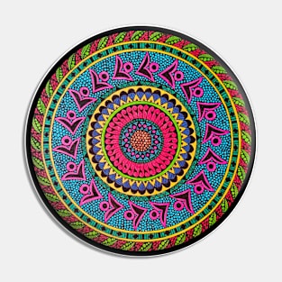 Handmade Colored mandala drawing art Pin