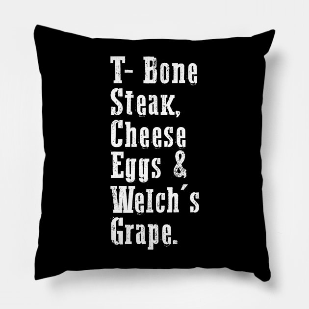 Guest Check - T-Bone Steak, Cheese Eggs, Welch's Grape Pillow by den.make