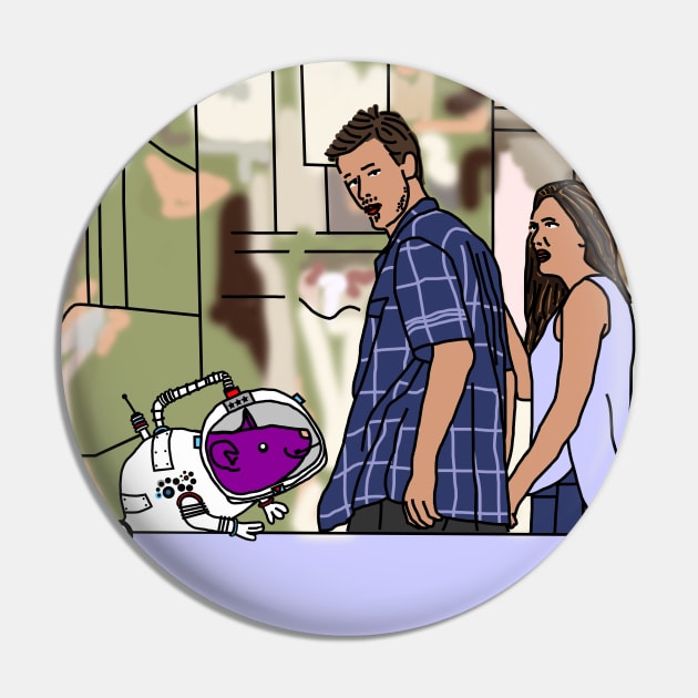 Space Rat and Distracted Boyfriend Meme Pin by ellenhenryart