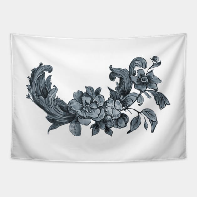 French Blue Hand Painted Toile Tapestry by VioletGrant