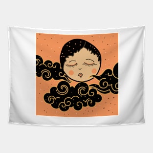 Vintage Halloween inspired flapper moon Tapestry