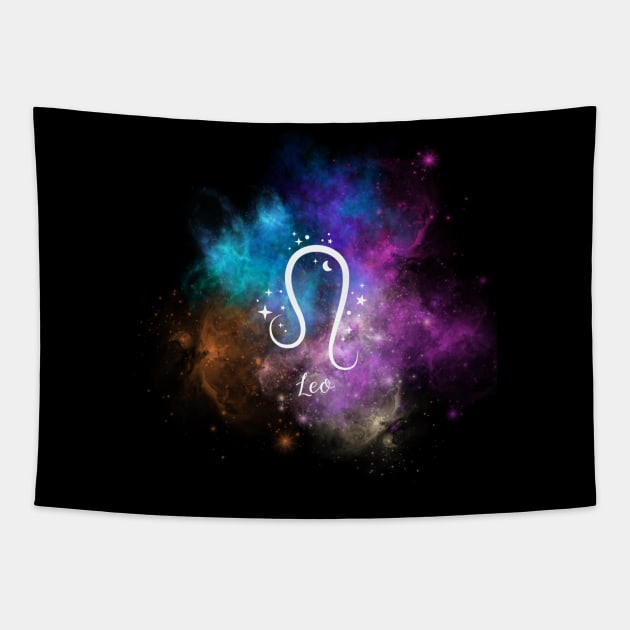 Leo Zodiac Astrology Sign Galaxy Tapestry by Texas Bloomin’