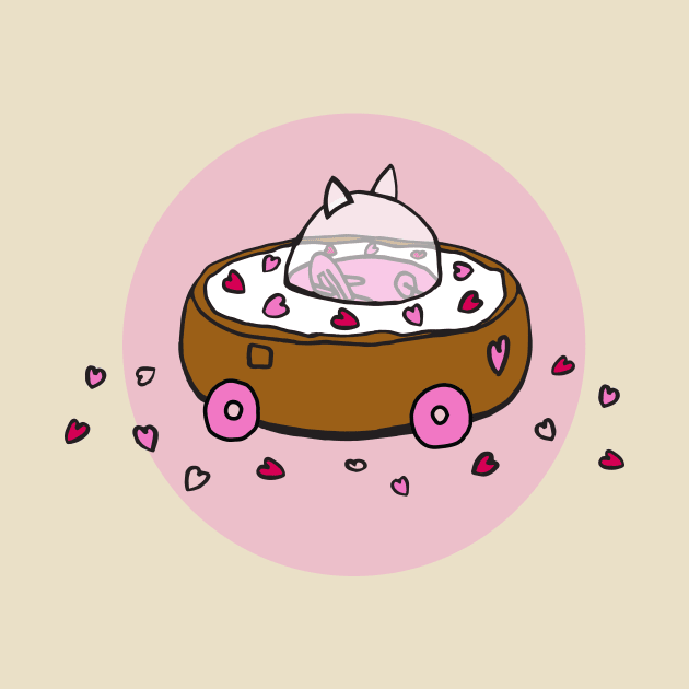 Valentine's Day Cat Donut Car with Heart Sprinkles (Pink) by donutcarco