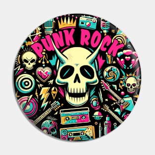 Rhythmic Riot: Punk Rock Vector Artwork Pin