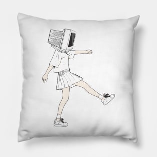 Coder girl computer head Pillow