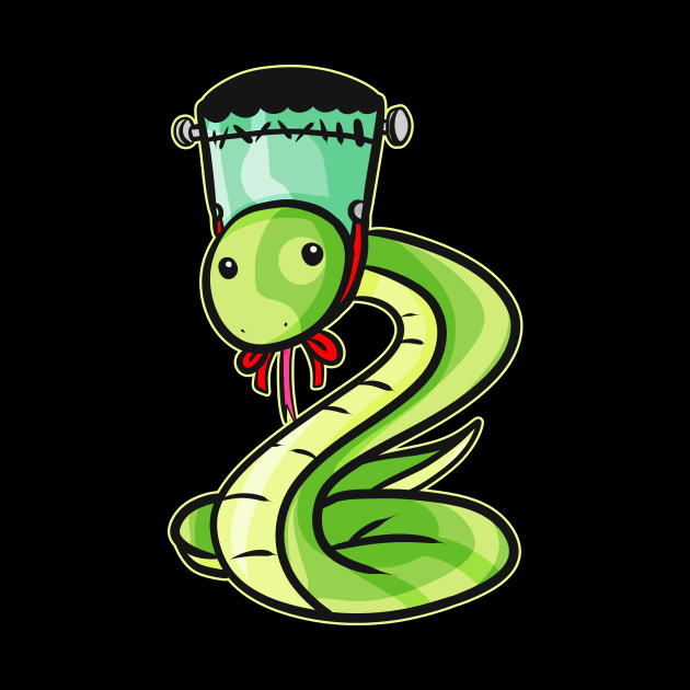 A Snake wears a Frankenstein Costume on Halloween by SinBle